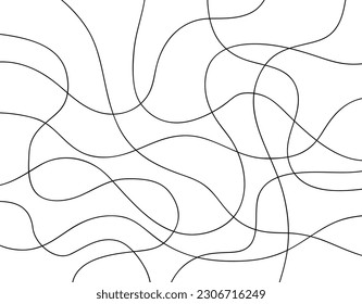 Abstract black random wavy lines for background, wallpaper, tile, fabric print