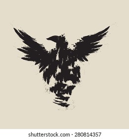 Abstract Black Raven Illustration With The Wings