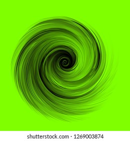 Abstract Black Realistic Round Feather Vector Illustration on Green Background - Color of The Year 2019 Concept