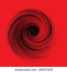 Abstract Black Realistic Round Feather Vector Illustration on Red Background