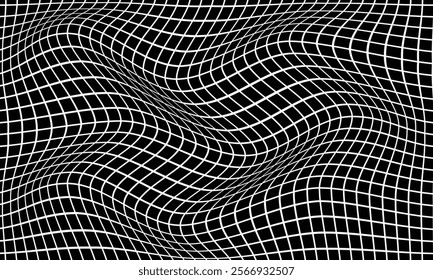 abstract black rectangle dot grid wave pattern art suitable for background.