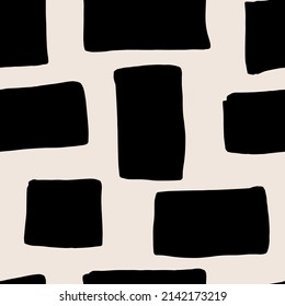 Abstract black rectangular shapes seamless pattern. Vector background