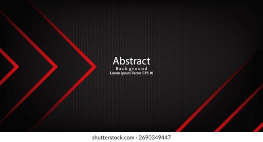 Abstract Black and Red Arrow Background – Modern Futuristic Tech Design. Suit for banner, web, brochure, pamflet, poster and presentation