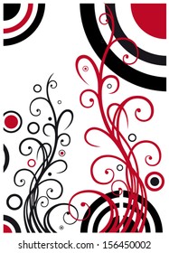 Abstract black and red background, retro vector decoration.