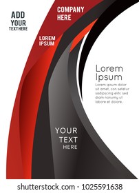 Abstract black and red background with wave - brochure design or flyer