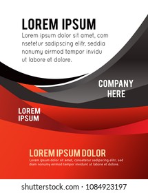 Abstract black and red background with wave - brochure design or flyer
