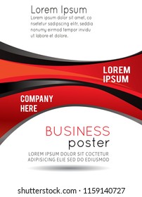 Abstract black and red background with wave - brochure design or flyer