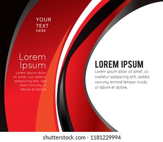 Abstract black and red background with wave - brochure design or flyer