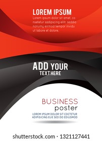 Abstract black and red background with wave - brochure design or flyer