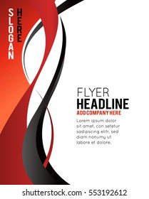 Abstract black and red background with wave - brochure design or flyer