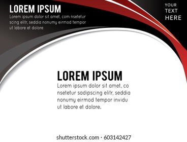 Abstract black and red background with wave - brochure design or flyer