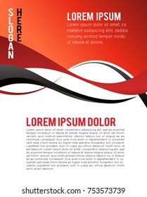 Abstract black and red background with wave - brochure design or flyer