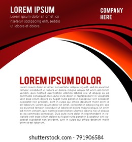 Abstract black and red background with wave - brochure design or flyer