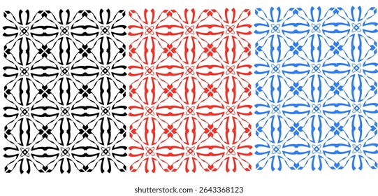 Abstract black red and blue symmetrical geometric texture pattern background design
