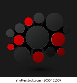 Abstract black and red circles background. Vector illustration.