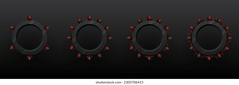 Abstract black and red circular game avatar banner border frames for game ui design
