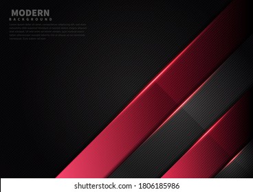 Abstract black red color stripe lines background overlapping layers decor red light effect with space for text. Technology style. Vector illustration