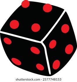 Abstract Black and Red Dice Clipart – Modern Gaming Illustration, A bold and modern black dice illustration with red dots, perfect for t-shirt designs, gaming graphics, and creative print projects.