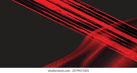 Abstract Black and red Dirty Grunge Background with Halftone Effect and mesh