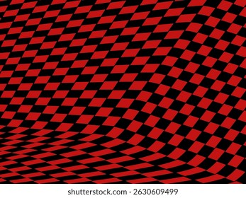 Abstractas patrón a cuadros de diseño plano negro y rojo. Fondo geométrico negro. Ilustración vectorial.