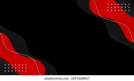 Abstrato fundo de onda de fluido preto e vermelho. Papel de parede dinâmico moderno. Plano de fundo de banner de modelo para vendas, negócios, anúncios, eventos, Web, páginas e muito mais