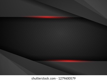 abstract black with red frame template layout design tech concept background - Vector