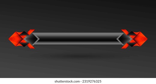 Abstract black and red game gui screen lower third title banner on black background