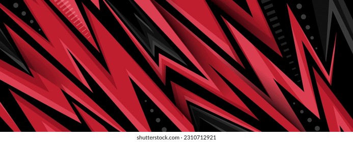 Abstract black red gaming background in futuristic style. Wide banner design