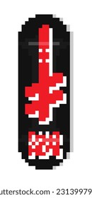 Abstract Black Red Gang Sign Deathwish Skateboards Deck Board Graphic 8 Bit Pixelated Pixilated Pixel Art Vector EPS PNG Clip Art No Transparent Background NFT