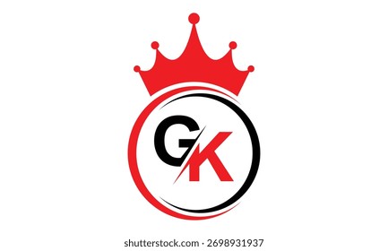 
Logotipo abstracto de la letra de la corona GK roja negra.