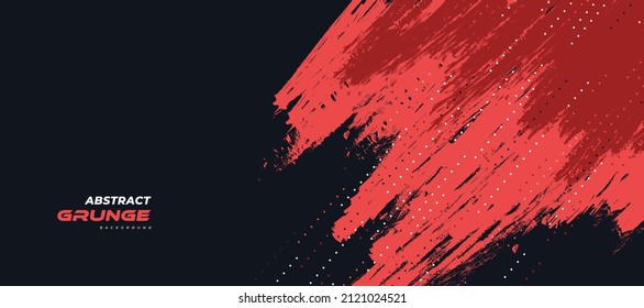 Abstract Black and Red Grunge Background. Brush Stroke Illustration for Banner. Scratch and Texture Elements For Design