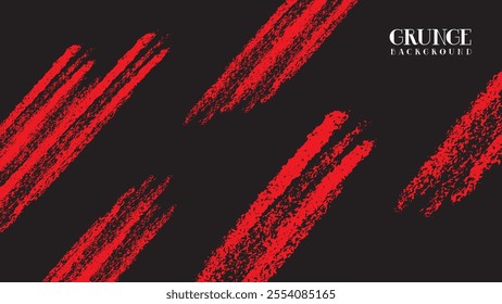 Abstract Black and Red Grunge Brush Texture Design Background