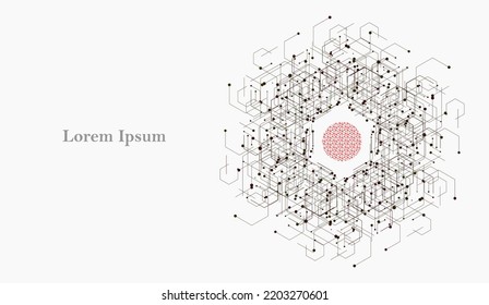 hexágono rojo negro abstracto, imagen de red, fondo geométrico, tecnología científica, concepto futurista