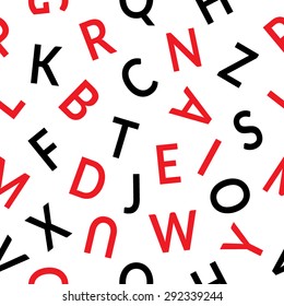 Abstract Black Red Letters White Backgroundseamless Stock Vector