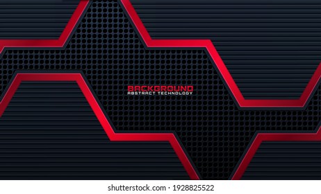 abstract black with red line technology background modern futuristic wallpaper solid texture deep futuristic backgrounds. vector.