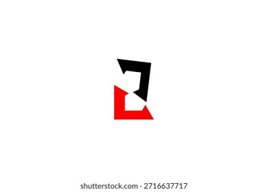 Logotipo abstracto negro y rojo con forma de número “2”: