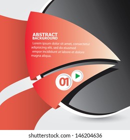 Abstract black and red modern digital background with origami red paper ribbon. Vector modern Speech bubble. Vector abstract background for website or design.