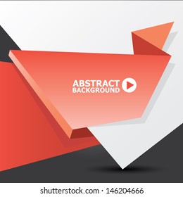 Abstract black and red modern digital background with origami red paper ribbon. Vector modern Speech bubble. Vector abstract background for website or design.