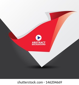Abstract black and red modern digital background with origami red paper ribbon. Vector modern Speech bubble. Vector abstract background for website or design.
