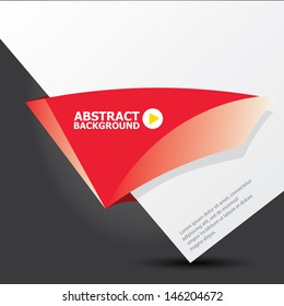 Abstract black and red modern digital background with origami red paper ribbon. Vector modern Speech bubble. Vector abstract background for website or design.