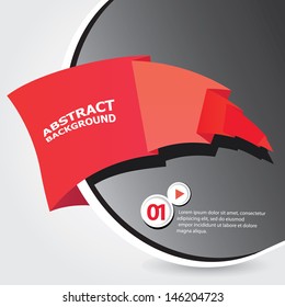 Abstract black and red modern digital background with origami red paper ribbon. Vector modern Speech bubble. Vector abstract background for website or design.
