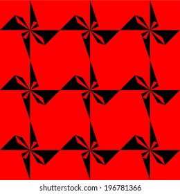 Abstract black and red pattern with bows.
