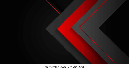 Abstract black and red polygons overlaid on dark steel mesh background with free space for design. modern technology innovation concept background
