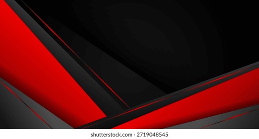 Abstract black and red polygons overlaid on dark steel mesh background with free space for design. modern technology innovation concept background
