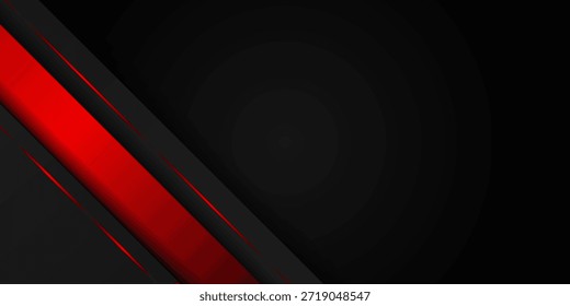 Abstract black and red polygons overlaid on dark steel mesh background with free space for design. modern technology innovation concept background

