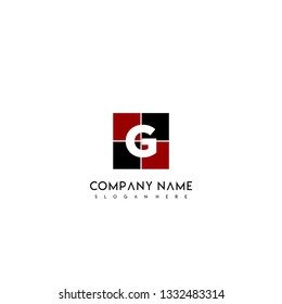 abstract black and red square G logo letter design concept