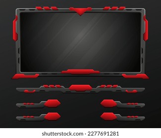 Abstract black and red stream overlay game interface screen panel template