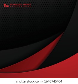 Abstract black and red technology gradient color design of tech template steel background. Decorate for ad, poster, cover design, print, template. illustration vector eps10