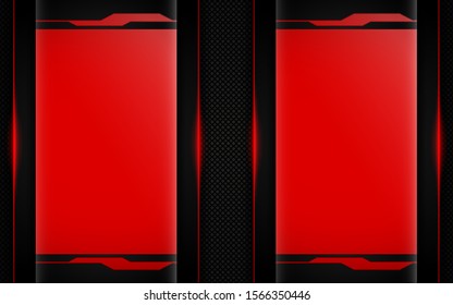 Abstract black and red texture metal background. Bright metallic color with light effect technology concept. Vector design template for element wallpaper, cover, banner gamer, advertising, corporate
