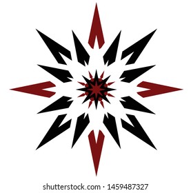 Abstract black and red vector 16 pointed chaos sun star flash symbol icon sign logo